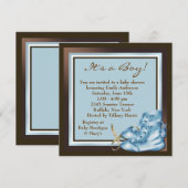 Bruin en blauw Baby Boy Shower Kaart (Voorkant / Achterkant)