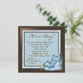 Bruin en blauw Baby Boy Shower Kaart (Staand voorkant)