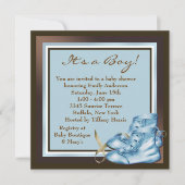 Bruin en blauw Baby Boy Shower Kaart (Voorkant)