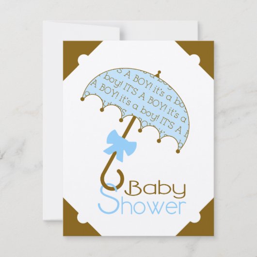 Bruin en blauw Baby shower Kaart (Voorkant)