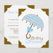 Bruin en blauw Baby shower Kaart (Voorkant / Achterkant)