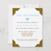 Bruin en blauw Baby shower Kaart (Achterkant)