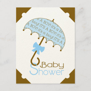 Bruin en blauw Baby shower Kaart
