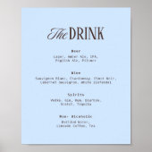 Bruin en Blauw Bruiloftsbar Drankmenu Poster (Voorkant)
