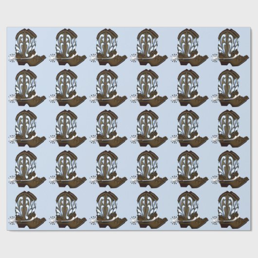 Bruin en Blauw Cowboy Boot Gift Wrap Cadeaupapier (Vlak)