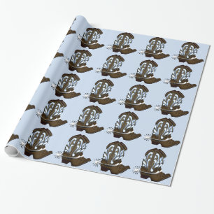 Bruin en Blauw Cowboy Boot Gift Wrap Cadeaupapier
