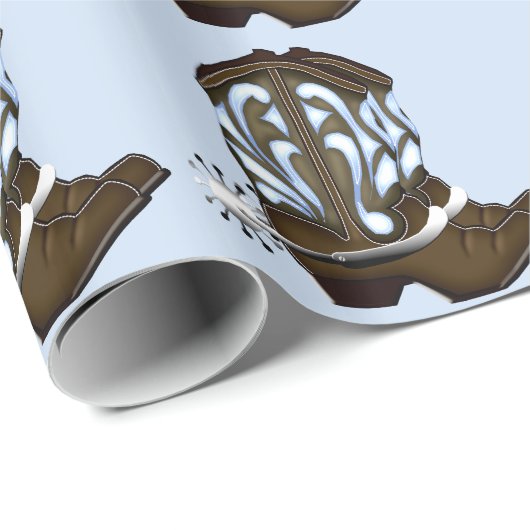 Bruin en Blauw Cowboy Boot Gift Wrap Cadeaupapier (Rol Hoek)