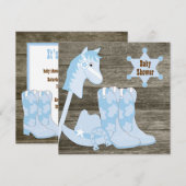 Bruin en Blauw Cowboy Boots Cowboy Baby shower Kaart (Voorkant / Achterkant)
