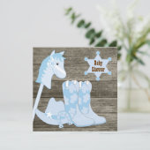Bruin en Blauw Cowboy Boots Cowboy Baby shower Kaart (Staand voorkant)