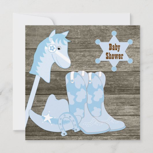 Bruin en Blauw Cowboy Boots Cowboy Baby shower Kaart (Voorkant)