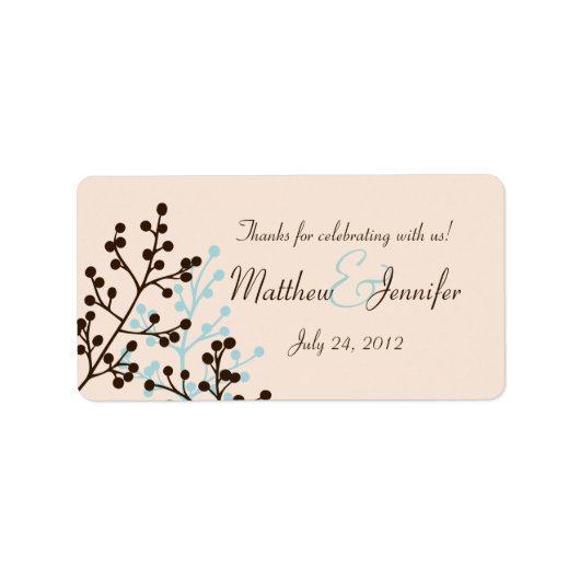 Bruin en Blauw Custom Wedding Favor Label Stickers (Voorkant)