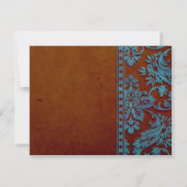 bruin en blauw Damasbrood sparen de Datum Save The Date (Achterkant)