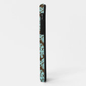 Bruin en blauw Damask Case-Mate iPhone Case (Achterkant/links)