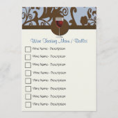 Bruin en Blauw Damask Wijnproeverij Menu (Voorkant)