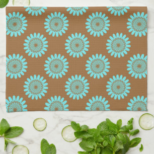 Bruin en blauw Floral Pattern Theedoek