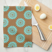 Bruin en blauw Floral Pattern Theedoek (Quarter Fold)