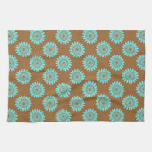 Bruin en blauw Floral Pattern Theedoek (Horizontaal)