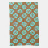 Bruin en blauw Floral Pattern Theedoek (Verticaal)