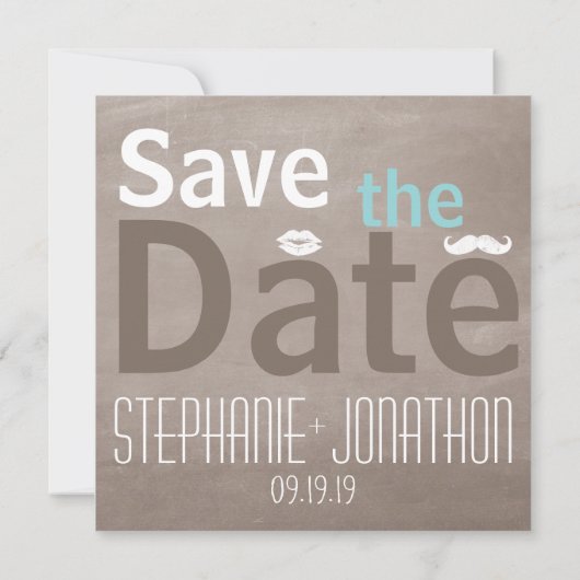 Bruin en Blauw Foto Modern sparen de Datum Save The Date (Achterkant)