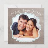 Bruin en Blauw Foto Modern sparen de Datum Save The Date (Voorkant)
