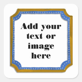 Bruin en Blauw Frame Voeg uw tekst sticker toe