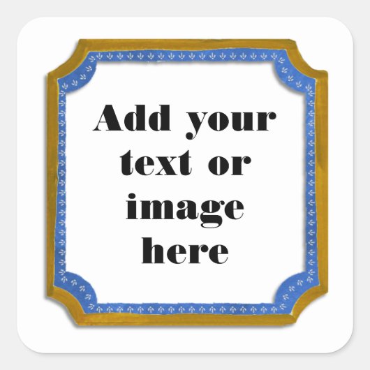 Bruin en Blauw Frame Voeg uw tekst sticker toe (Voorkant)