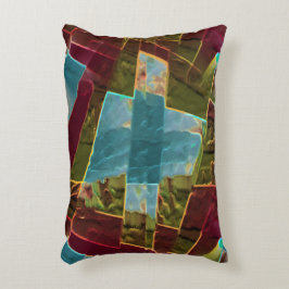 Bruin en blauw gespikkelde kartonnen was accent kussen