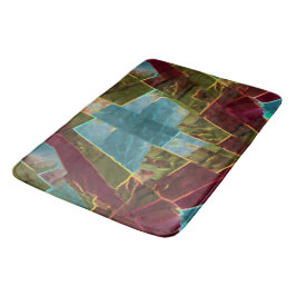 Bruin en blauw gespikkelde kartonnen was badmat