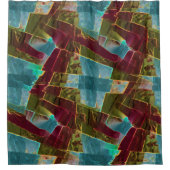 Bruin en blauw gespikkelde kartonnen was douchegordijn (Voorkant)