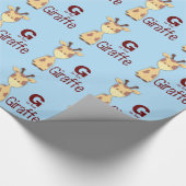 Bruin en blauw Giraffe Baby shower Cadeaupapier (Hoek)