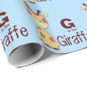 Bruin en blauw Giraffe Baby shower Cadeaupapier (Rol Hoek)