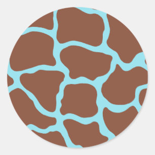 Bruin en Blauw Giraffe Print Stickers