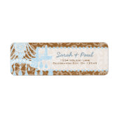 Bruin- en blauw-handelaaradres etiket (Voorkant)