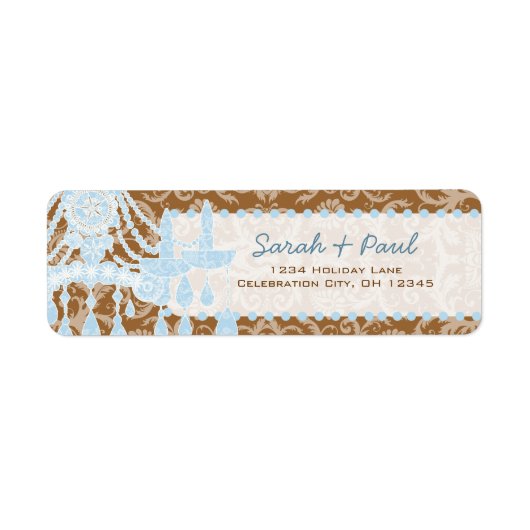 Bruin- en blauw-handelaaradres etiket (Voorkant)