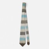Bruin en Blauw horizontale strepen in Waterverf Stropdas (Voorkant)