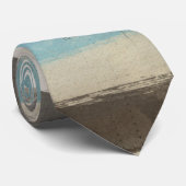 Bruin en Blauw horizontale strepen in Waterverf Stropdas (Opgerold)