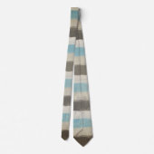 Bruin en Blauw horizontale strepen in Waterverf Stropdas (Achterkant)