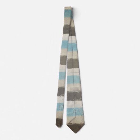 Bruin en Blauw horizontale strepen in Waterverf Stropdas (Achterkant)