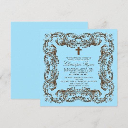 Bruin en blauw  Lijst Kaart (Voorkant / Achterkant)