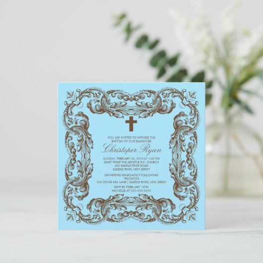 Bruin en blauw  Lijst Kaart (Staand voorkant)