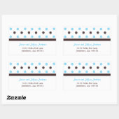 Bruin en Blauw: Polka Dot Adres Sticker (Vel)