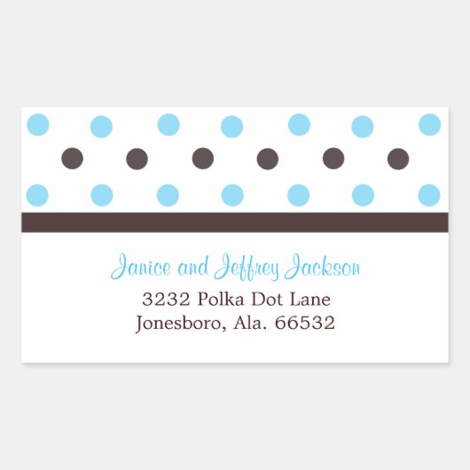 Bruin en Blauw: Polka Dot Adres Sticker (Voorkant)