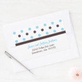 Bruin en Blauw: Polka Dot Adres Sticker (Envelop)