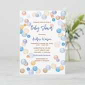 Bruin en Blauw Polka Dot Baby shower Kaart (Staand voorkant)