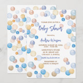 Bruin en Blauw Polka Dot Baby shower Kaart (Voorkant / Achterkant)