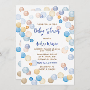 Bruin en Blauw Polka Dot Baby shower Kaart