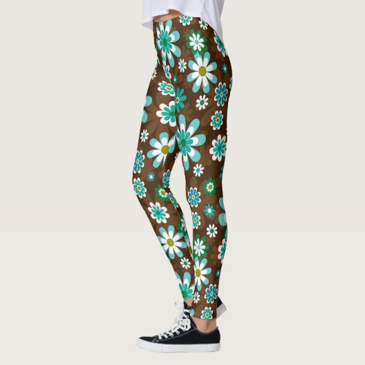 Bruin en blauw-roodbloemen leggings (Links)