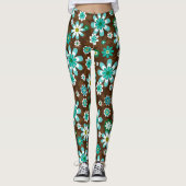 Bruin en blauw-roodbloemen leggings (Voorkant)