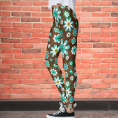 Bruin en blauw-roodbloemen leggings