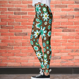 Bruin en blauw-roodbloemen leggings